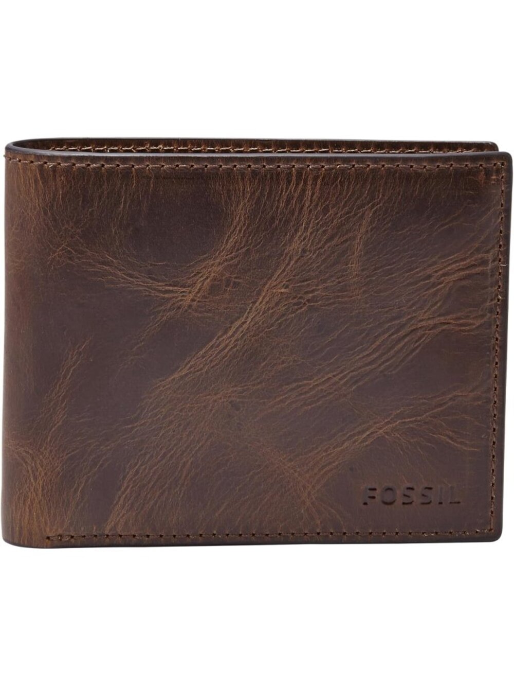 Men's Dark Brown Derrick Leather Soft RFID Blocking Bifold With Flip ID Wallet
